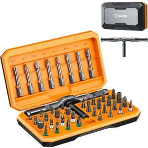 Saker 42 in 1 Magnetic Screwdriver Set, Multi Bit Screwdriver Set with T Handle & Storage Case for Furniture, Computer, Bicycle, Electronic Repair and DIY Father's Day Gifts Orange