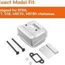 MS180 Exhaust Muffler Kit for For STIHL 017, 018, MS170, MS180 Chainsaws - Replaces OEM 1130 140 0600, 1130 145 2900, Includes Muffler Gasket, Cover, Bolts, Nuts