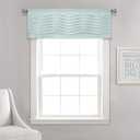 Lush Decor Wave Texture Valance | Pleated Ruffle Fold Window Kitchen Curtain (Single), 18 x 52, Blue