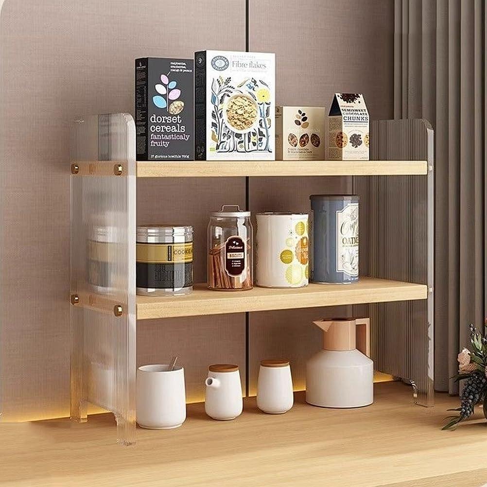 FOTN 2-Tier Kitchen Countertop Spice Rack Cup Shelf Organizer, Household Cupboard Cabinet Coffee Cup Mug Cup Storage Rack