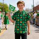 UNICOMIDEA Boys St. Patrick's Day Shirt Kids Green Shirts Short Sleeve Button Down Tops 5-14 Years
