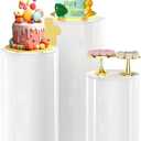 Cylinder Pedestal Stand, White Cylinders for Parties Stand Display Plinth Cylinder Stands for Party Birthday Wedding Baby Shower Product Launches Business Meetings Celebration Decoration (3 PCS)