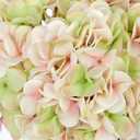 Hollyone Pink Green Silk Hydrangea Artificial Flowers Heads 7.4inch Large Fake Hydrangea 4Pcs Full Faux Flowers with Stems for Wedding Party Table Centerpieces Flower Arrangement Home Decor
