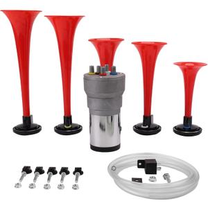 FARBIN Musical Air Horns Plays Dixieland Melody Music Horn Dixie Air Horn Multi-frequency Sound Five Trumpet Dixie Truck Horn with Compressor for Any Vehicle (DIXLAND Musical Horns)