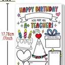 4 x FANCYLUCKY Fill In The Blanks Teacher Birthday Card, Happy Birthday Gift for Teacher from Student, Teacher Appreciation Birthday Gifts for Women Men