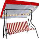 GliCraft LED Lighted Porch Swing Canopy Replacement Waterproof LED Swing Canopy Top Cover 2-3 Seat Shade Awning Cover for Garden Outdoor Patio(77 x 49 Inch,Red)