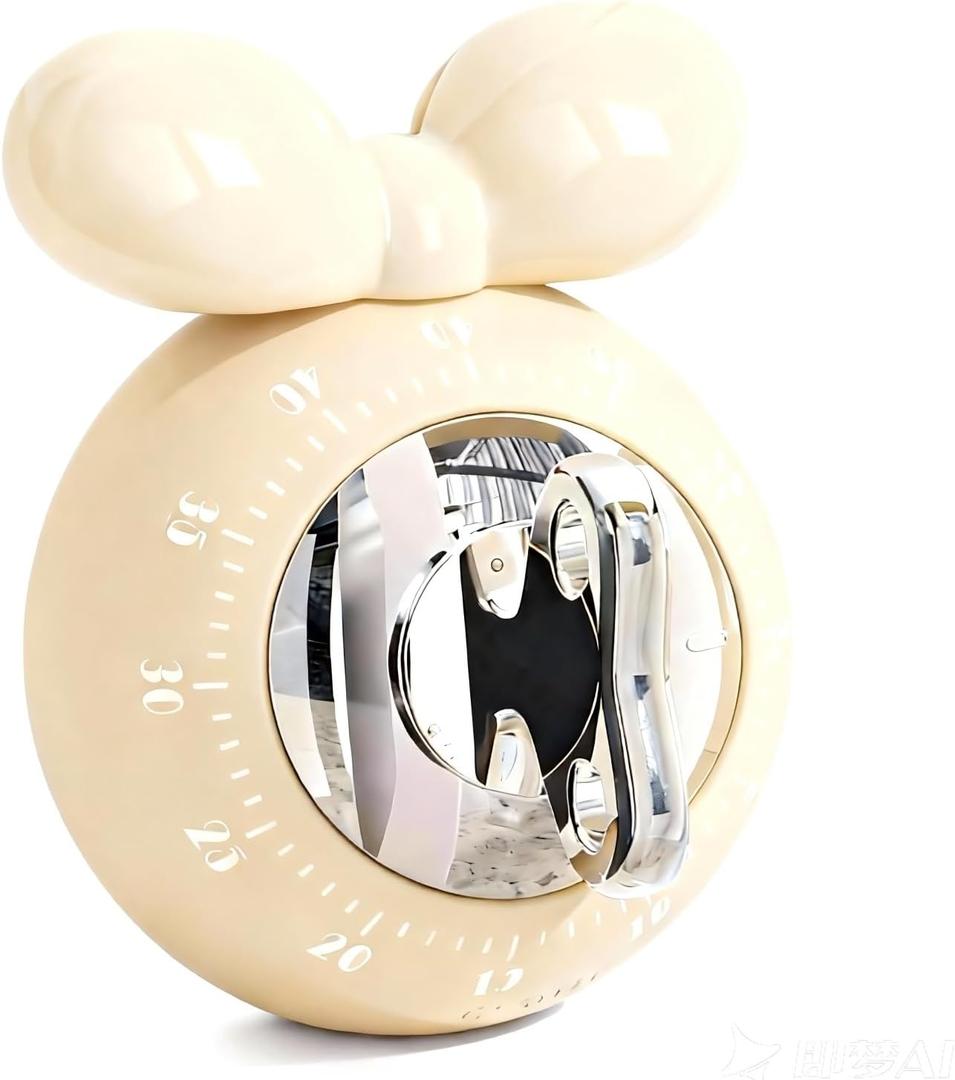 Cooking Timers for Kitchen, Mechanical Kitchen Timer for Cooking with Loud Alarm, No Batteries Required, Magnetic Back of Kitchen Timer for Classroom, Home, Study and Cooking(Milky White)