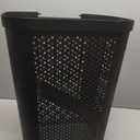 Mind Reader Slim Laundry Hamper with Lid, 60L Clothes Basket, Ventilated Plastic, Black, Single