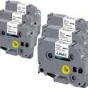 Hehua Tze Tz Tape 0.47 Laminated Tape 12mm Compatible for Brother Label Maker Tape TZe-131 for Ptouch PTD400 PTD600 PTD210 PTH110 (Black on White+Black on Clear, 3+3 Pack)