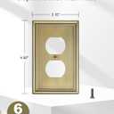6-Pack Single Duplex Outlet Cover Plate, Decorative Antique Brass Switch Plates and Outlet Covers, Metal Wall Plates for Electrical Outlets, 1 Gang Receptacle Cover, Corrosion Resistant