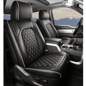Umbrauto Seat Covers Custom Fit Ford F150, Waterproof Nappa Leather Pickup Truck Seatcovers for 2015-2026 F150 SuperCrew/ 2017-2026 F250 F350 F450 Super Duty Crew Cab XL XLT Lariat King Ranch Platinum (Gray(Full Set))