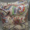 2-Pack Outdoor/Indoor Wicker Patio Seat Cushion Pad with Ties - Dining Chair Cushion, 17" x 17" (Khaki Floral)