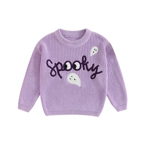 BemeyourBBs Toddler Girl Halloween Sweater Embroidery Long Sleeve Knitted Tops  2-3Y, Purple