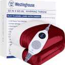 Westinghouse Electric Blanket Heated Throw, Super Cozy Soft Flannel 50"" x 60"" Heated Throw with 6 Fast Heating Levels & 210 AutoOff, Machine Washable, ETL&FCC Certification, Home Office Use, Red