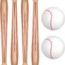 Lewtemi Set of 6 Beach Baseball Ball Inflatable Bat Include 2 Pcs 11 Inch Beach Baseball and 4 Pcs Inflates Bat Pool for Fun Birthday Party(Brown,11.02inch)