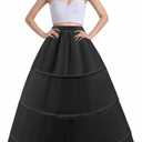Women's 4 Hoop Skirt Petticoat A Line Crinoline Floor Length Underskirt for Wedding Dress Ball Gown Slips (Black, M)