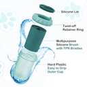 2 x Dog Paw Cleaner Cup - Plastic Paw Cleaner for Dogs w/Silicone Lid, Soft TPR Bristles & Removable Brush - Ideal Dog Paw Washer for Outdoor & Indoor Use - Easy-to-Use Paw Scrubber for Dogs, Teal
