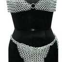 Women Bikini Chainmail Bra & Skirt Silver Butted Chainmail Aluminium 10 mm Butted Rings Bra & Skirt Bikni Halloween Cosplay Costume Set Gift (Anodized)