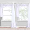 NICETOWN White Sheer Window Scarf 216 inch Extra Long 2 Panels, Soft Voile Textured Bed Canopy Scarf Curtains for Event Designs/Home Decor, 60 inches Wide