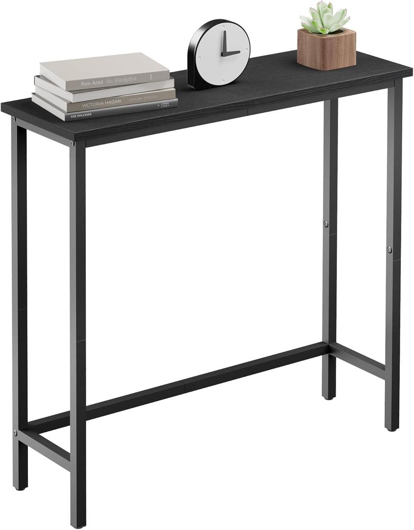 HollyHOME Narrow Console Table, 29.5" Slim Entryway Table, Sofa Stand, Hallway Shelf for Hallway, Bedroom, Living Room, Foyer, Black
