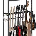 ELYKEN Guitar Stand, Guitar Rack with 2 Hangers and Storage Drawers for Guitar Accessories, Multiple Guitar Holder for Acoustic Electric Guitar, Bass, Ukulele, Instrument, Music Studio, Black (7-9 Guitars)