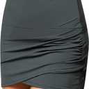 GRAPENT Women's High Waist Tulip Hem Shirring Swim Skirt Swimsuit Bikini Bottom (XXXL)