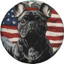 Spare Tire Cover for RV Camper, French Bulldog American Flag Tire Cover Protectors, Weatherproof Universal Wheel Cover for RV Travel Trailer Camper Truck 15in