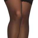 Buauty Black Thigh High Stockings for Women  Lace Top Sexy Thigh Highs Pantyhose, Plus Size Sheer Black Tights (Black)
