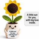 2 x Positive Sunflower Doll Crochet with Card A Little Sun for You, with Big Love Inside Cute Encouragement for Women Men, Coworker, Best Friend, Teacher Birthday, Christmas Thank You Gift