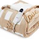 Bedsure Healing Electric Blanket Twin - Soft Flannel Sherpa Heated Blanket with Inspirational Words, Gift for Grandma, Heating with 6 Heating Levels, 10 Time Settings, 8-Hour Auto-Off (62x84 inches)