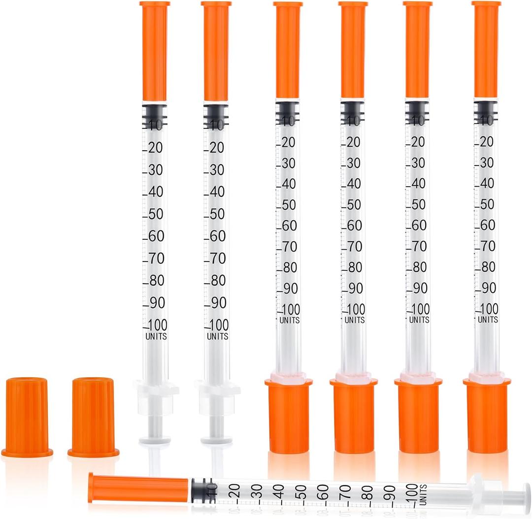U-100 Syringes - 30G 5/16" (8mm), 100Pack Multiple Uses Measuring Tools 1ml/cc, Individual Wrapped