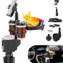 2024 Upgraded 6-in-1 Car Cup Holder - in with Food Tray Table with 2 Phone Holder, 360 Rotation, 3 Cup Holders, Road Trip & Car Traveling Essential Gadget (6-in-1)