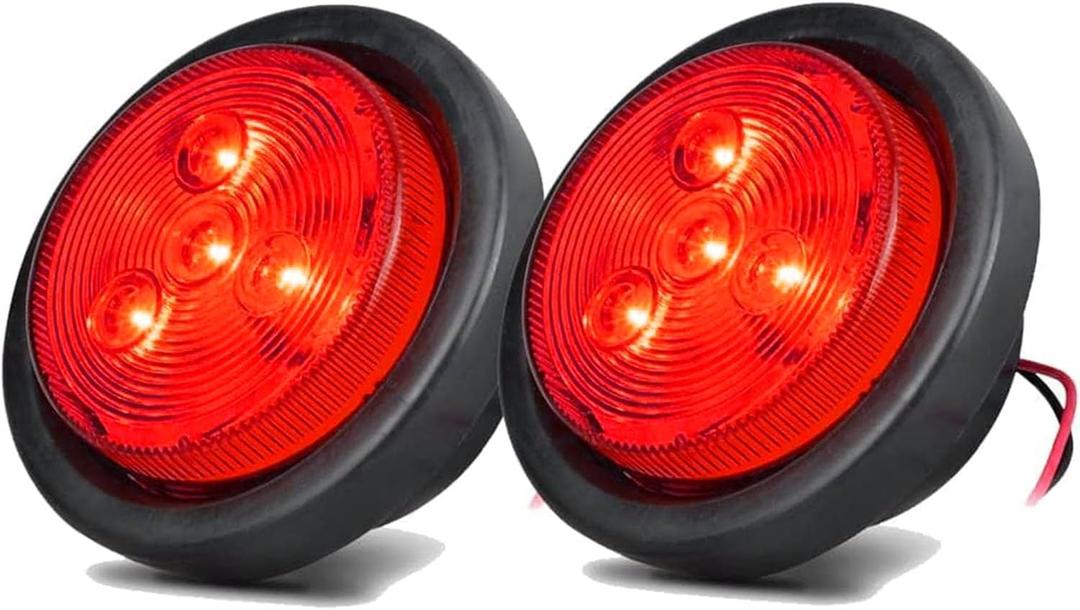 NEW SUN Twins 2.5" Round LED Trailer Lights, Super Bright LED Side Marker Clearance Light Reflex, with Grommet & Wire Pigtail, Waterproof, 12V for Truck, Trailer, RV, Camper