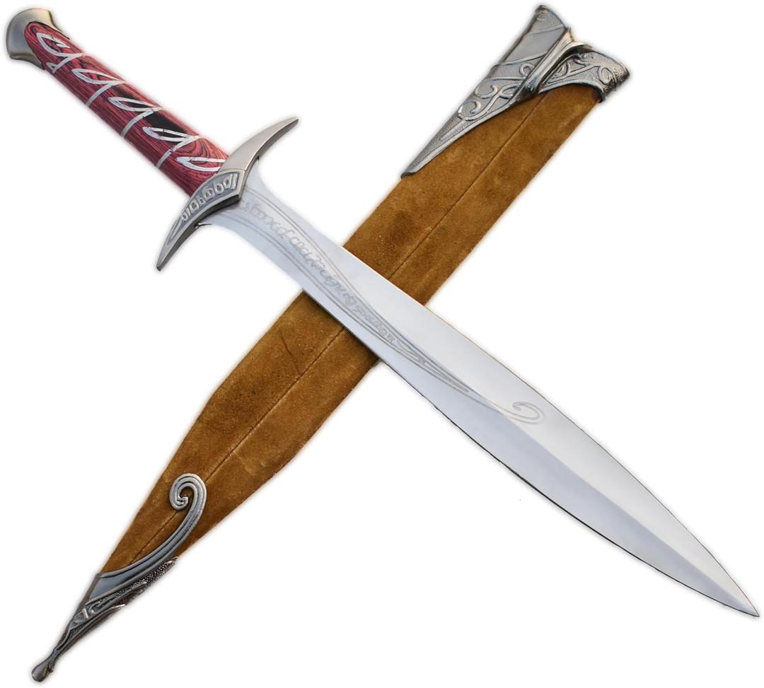 | Legendary Adventurer's Sword | Medieval Styled Authentic Steel Sword | Hand-Crafted Engraved J2 Steel Sword with Leather Cover | Wall Mounting Scabbard Included