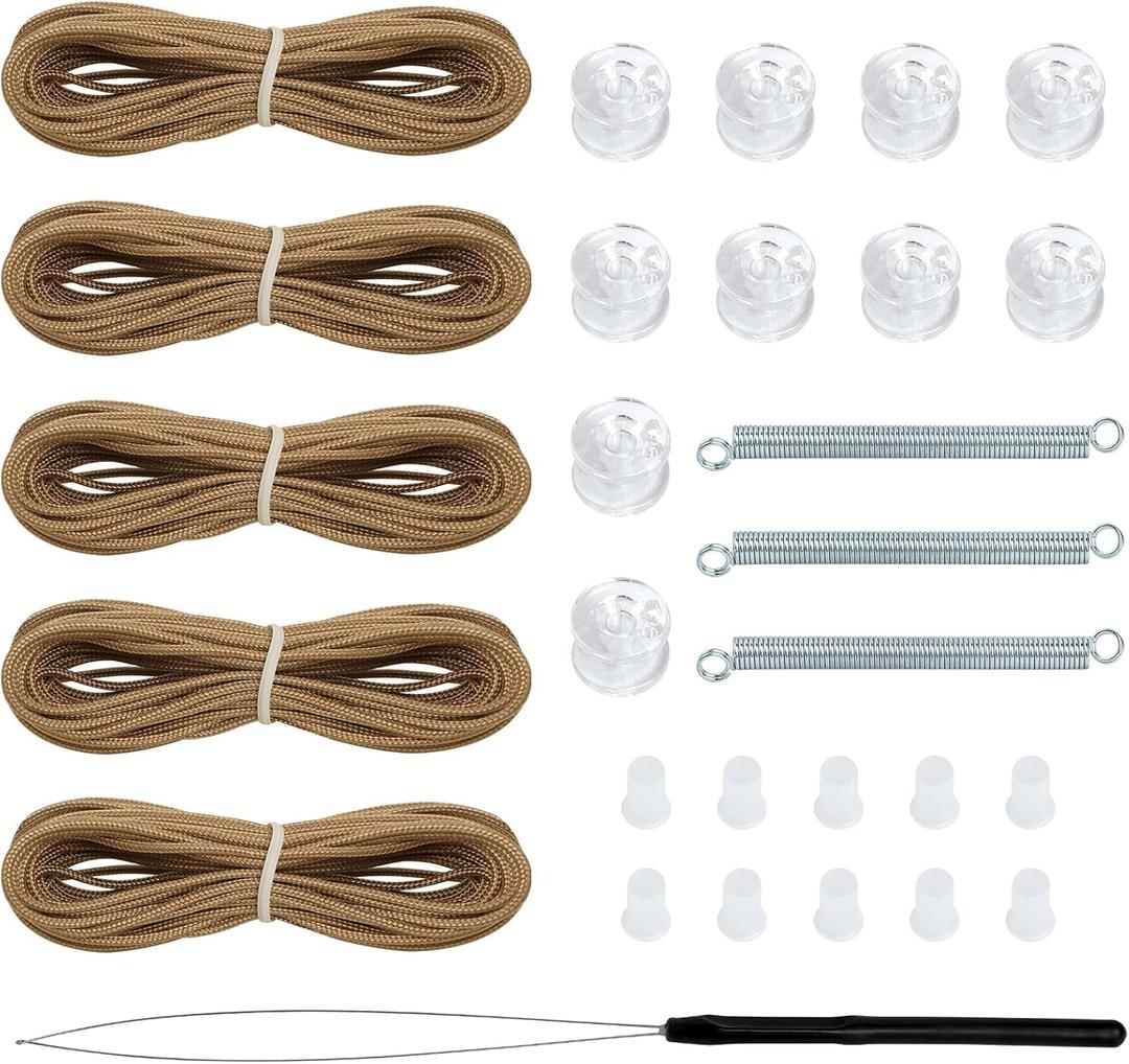 NOVINO RV Blinds Repair Kit for Camper Window, Pleated RV Shade Repair Kit, Camper Blinds String Maintain for Day Night Pleated Window Shade-Tan