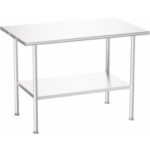 All-Stainless Steel Prep Table, 30 X 48 Inches, with Rounded-Edges and Adjustable Undershelf, Heavy-Duty Build for Outdoor Use,Restaurants,Hotels,Workshops,Kitchens,Gardens, and Garages