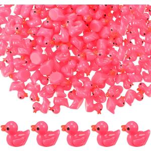Outus 150 Pcs Mini Resin Ducks Pink Tiny Ducks Miniature Duckies Bulk Small Plastic Duckies Figures for Office Home Hide and Seek Prank Game Craft Dollhouse Party Favors Gift