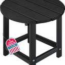 LZRS Round Adirondack Patio Side Table End Table, Outdoor Side Tables for Patio, Backyard, Pool, Indoor Companion, Easy Maintenance & Weather Resistant(Black)