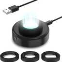 Solar Watch Charger, 8H Timing Off with Men, Women & Square 3 Caps, LED UV Light Fast Charge Eco Driver Watches Compatible Casio/Tough/Protrek/Seiko/Citizen/Garmin/Timex/Bering/FANMIS (Black)