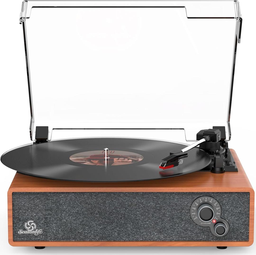Vinyl Record Player Built-in Stereo Speakers Vintage Turntable