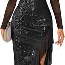 Size Medium Dazzling Full Sequin Coverage: This stunning sequin dress for women features an all-over shimmering sequin body that catches every light, making it a show-stopping sparkly dress perfect for stealing the spotlight. Size M