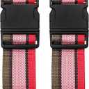 2 Pack Luggage Straps, Bright Colors Adjustable Suitcase Belts with Quick Release Buckle (GreyPink)