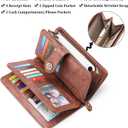 FALAN MULE Wallets for Women Trifold Wristlet Wallets Large Capacity RFID Blocking Ladies Purse Credit Card Holder