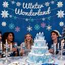 Winter Wonderland Banners, Glittery Snowflakes Hanging Swirls, 3D Laser Paper Snow Flakes for Winter Wonderland Frozen Party Decorations, Christmas Party Decoration, Birthday Home Decor.