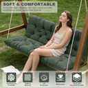 Porch Swing Cushions, Outdoor Cushions 3 Seater Replacement with Backrest, Waterproof Thickened Bench Cushion with Ties for Porch, Patio, Outdoor, Backyard and Garden (Dark Green 60 * 40 in)