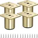 BSTKEY 4Pcs 2 Inch Aluminum Alloy Furniture Cabinet Legs - Adjustable Replacement Legs for Furniture Cabinet Foot Legs Sofa Bed Desk Table Feet Support, Gold