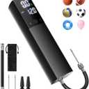 Electric Ball Pump,Smart Air Pump Portable Fast Ball Inflation with Accurate Pressure Gauge and Digital LCD Display for Basketball Football Soccer Volleyball Swimming Ring Balloon(2 Pin and 1 Spout) (Black)