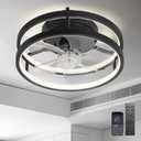 13" Small Ceiling Fan with Light with Remote Low Profile Flush Mount Fandalier LED Fan Light with App,Modern Ceiling Fans for Bedroom, Black
