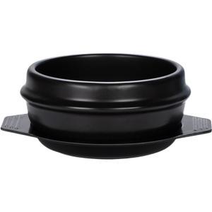 XICHENGSHIDAI Dolsot Bibimbap Earthenware Stone Bowl, Korean Cooking Soup Ceramic Pot, Donabe Pot for Ttukbaegi and Korean Stew with Tray 1100ml / 37.2oz