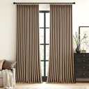 MIULEE Cafe Brown Pinch Pleated 100% Blackout Linen Curtains for Bedroom, Room Darkening Memory Trained Light Blocking Window Curtains 102 inches Long for Living Room, Black Out Pleat Drapes, 2 Panels